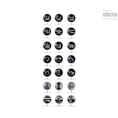 Elesa Labels with marks and symbols, MA.20-ISO 3287-P1 MA.